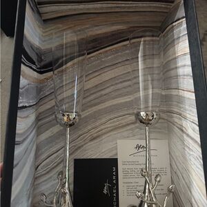 Michael Aram Silver and Clear Orchid Branch Toasting Flutes